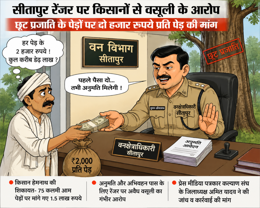 सीतापुर रेंजर पर किसानों से अवैध वसूली के लगे गम्भीर आरोप सीतापुर रेंजर पर किसानों से अवैध वसूली के लगे गम्भीर आरोप